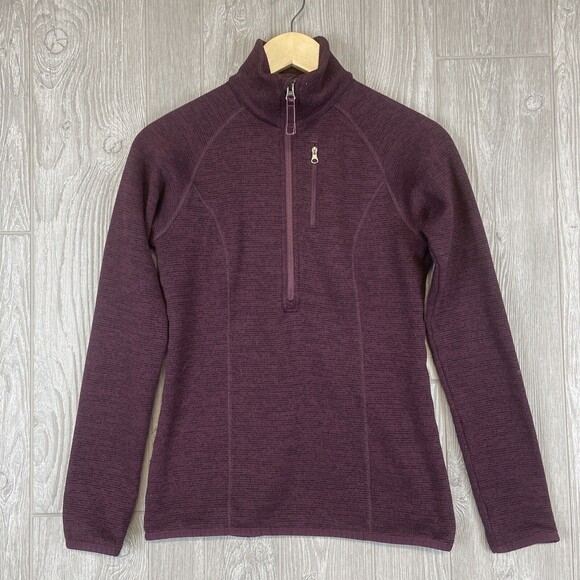 LUCY Purple Half Zip Fleece Lined Lightweight Knit Jacket Womens Sz Small‎ - Picture 1 of 5